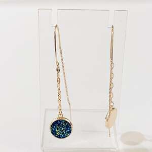 Druzy Thread Gold Chain Dangle Earrings*